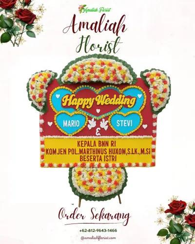 Karangan Papan Bunga Pernikahan di Srigading
